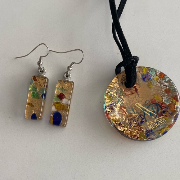 Genuine Murano glass necklace & earring set - Picture 3 of 6